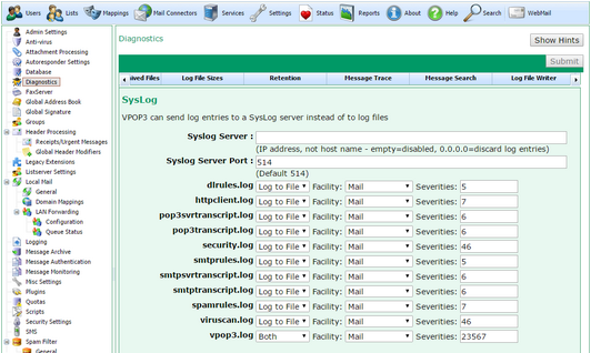 Diagnostics General Tab